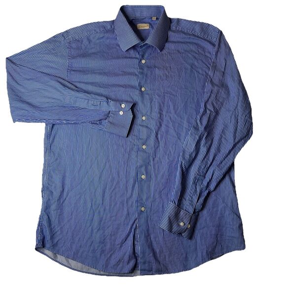 Doriani Milano Mens Shirt Long Sleeve Blue Striped Size 17 - Picture 1 of 7